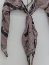 OUDE WAAG 25 Autumn/Winter Knot Stretch Velvet Bodysuit OW-OW-25AW-BD01P2WI018-MHYH Beige Gray Print